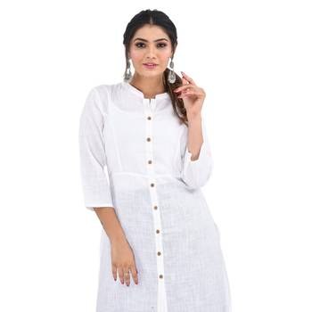 White plain cotton kurti 4