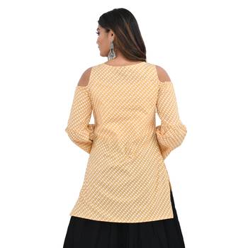 Beige printed cotton cotton-tops 2