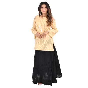 Beige printed cotton cotton-tops 4
