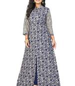 Blue printed cotton party-wear-kurtis