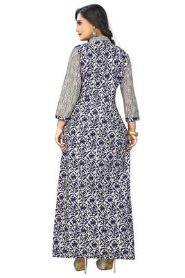 Blue printed cotton party-wear-kurtis 2