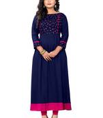 Blue printed rayon party-wear-kurtis