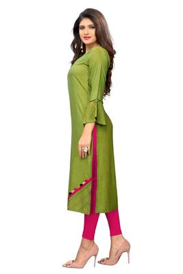 Light-green embroidered rayon kurtis 5