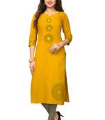 Yellow printed cotton kurtis