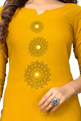 Yellow printed cotton kurtis 4