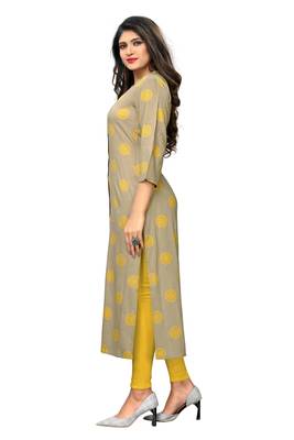 Beige printed rayon ethnic-kurtis 3