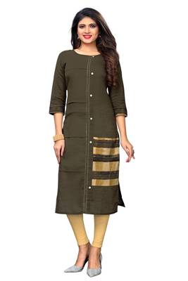 Brown plain cotton cotton-kurtis 1