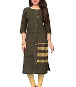 Brown plain cotton cotton-kurtis
