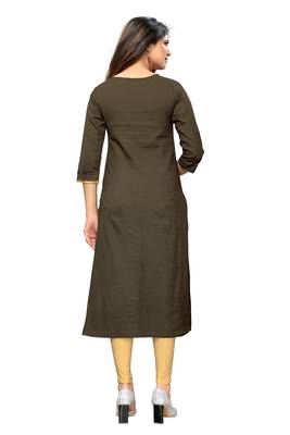 Brown plain cotton cotton-kurtis 2
