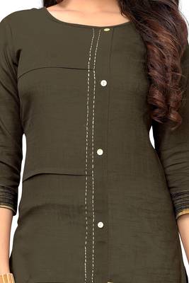Brown plain cotton cotton-kurtis 4