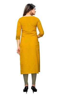 Yellow printed cotton cotton-kurtis 3