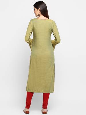 Green embroidered rayon ethnic-kurtis 2