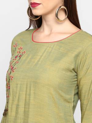 Green embroidered rayon ethnic-kurtis 5