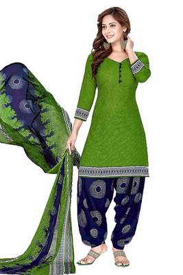Green printed crepe salwar with dupatta 1