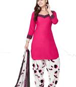 Pink printed crepe salwar with dupatta