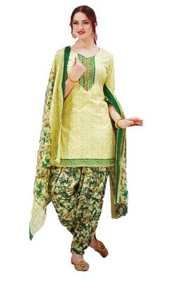 Green printed crepe salwar with dupatta 1