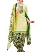 Green printed crepe salwar with dupatta