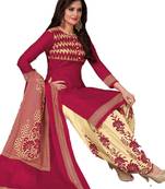 Wine printed crepe salwar with dupatta