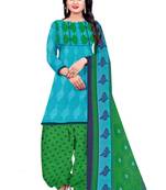 Blue printed crepe salwar with dupatta
