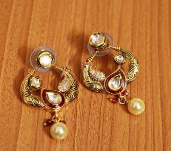 Red Pearl Danglers Drops 1