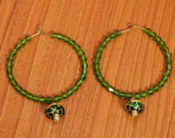 Green Crystal Hoops 1