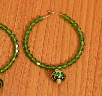 Green Crystal Hoops 2