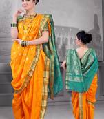 Gold Poly Cotton Silk nauvari saree