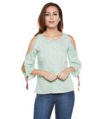 Green plain viscose party tops