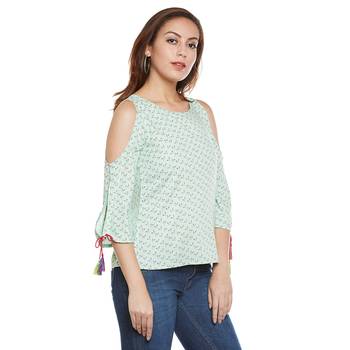 Green plain viscose party tops 3