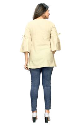 Beige embroidered cotton cotton-kurtis 2