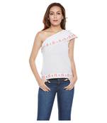 Off white printed polyester party tops