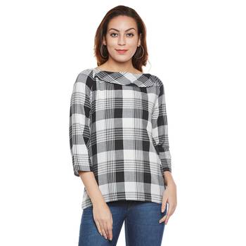 Black printed cotton party tops 1