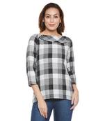 Black printed cotton party tops