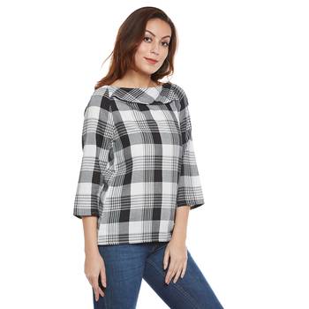 Black printed cotton party tops 2