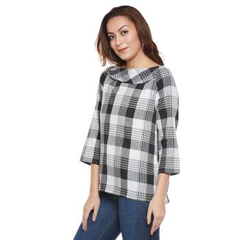 Black printed cotton party tops 3