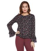 Black plain viscose party tops