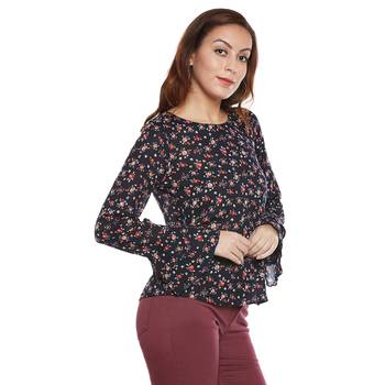 Black plain viscose party tops 2