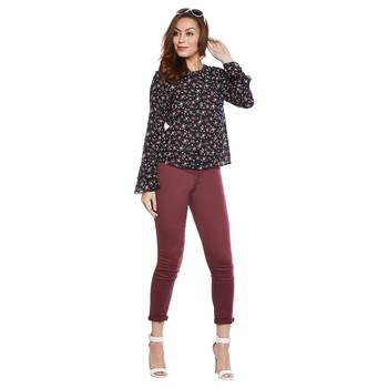 Black plain viscose party tops 4
