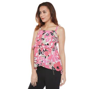 Pink plain polyester party tops 2