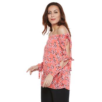 Pink plain polyester party tops 3