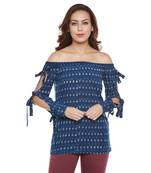 Navy blue plain cotton party tops