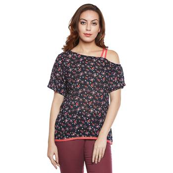 Black plain viscose party tops 1