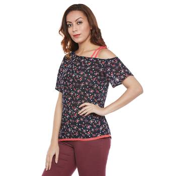 Black plain viscose party tops 3