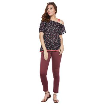 Black plain viscose party tops 4