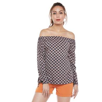 Navy blue plain viscose party tops 1