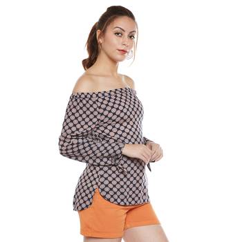 Navy blue plain viscose party tops 2