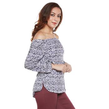 Blue plain viscose party tops 2