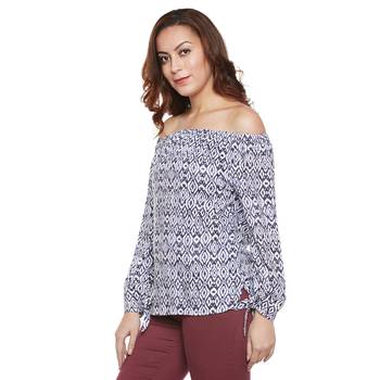 Blue plain viscose party tops 3