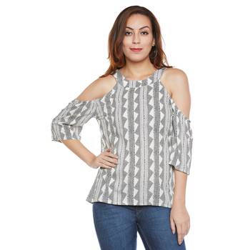 Off white plain viscose party tops 1