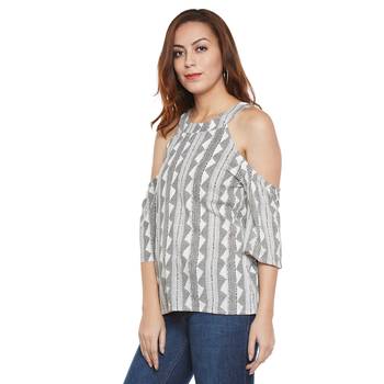 Off white plain viscose party tops 3